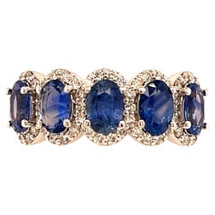 Natural Sapphire Diamond Ring 7 14k W Gold 3.07 TCW Certified