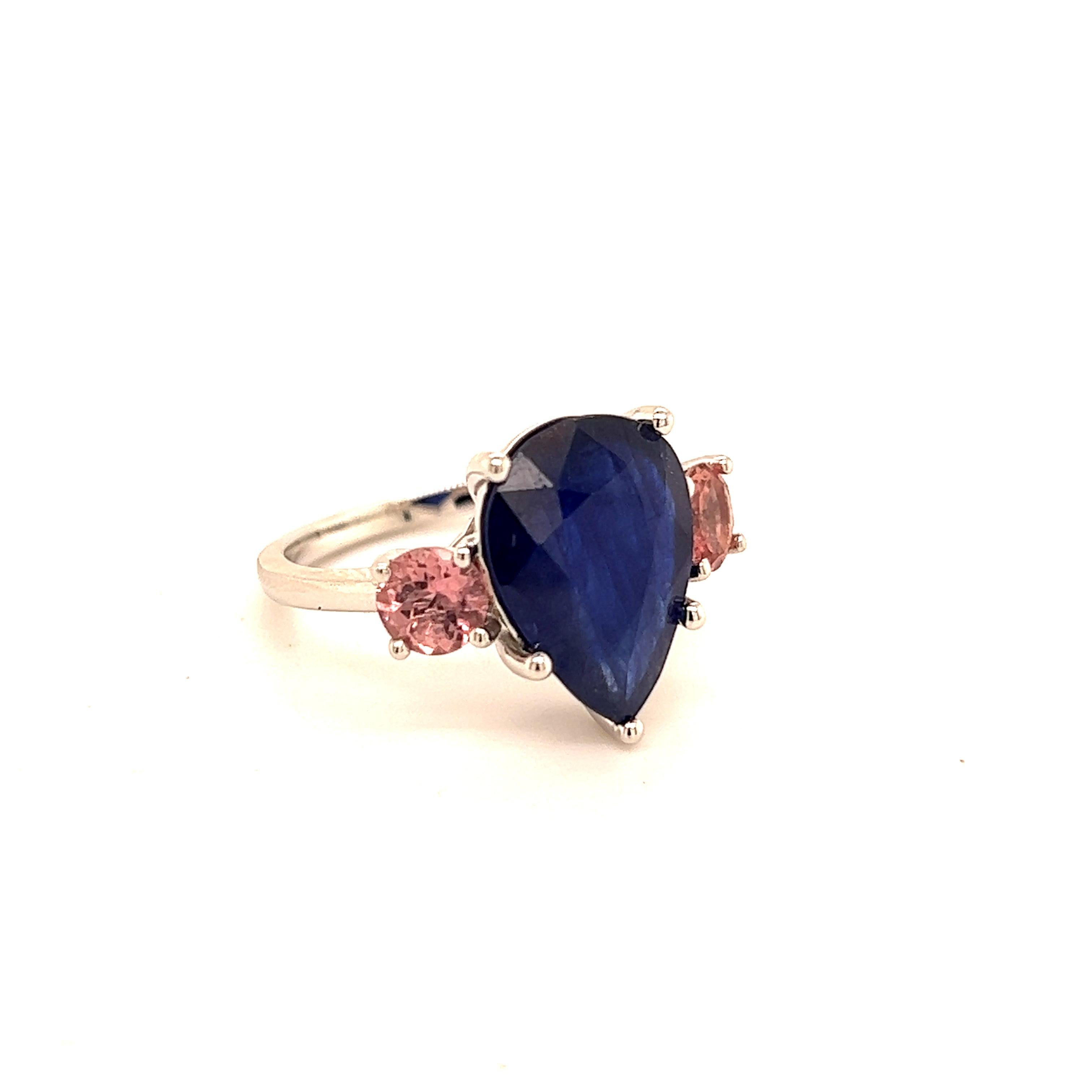 Natural Sapphire Diamond Ring 7 14k W Gold 6.16 TCW Certified For Sale 6