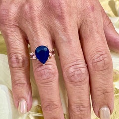 Natural Sapphire Diamond Ring 7 14k W Gold 6.16 TCW Certified