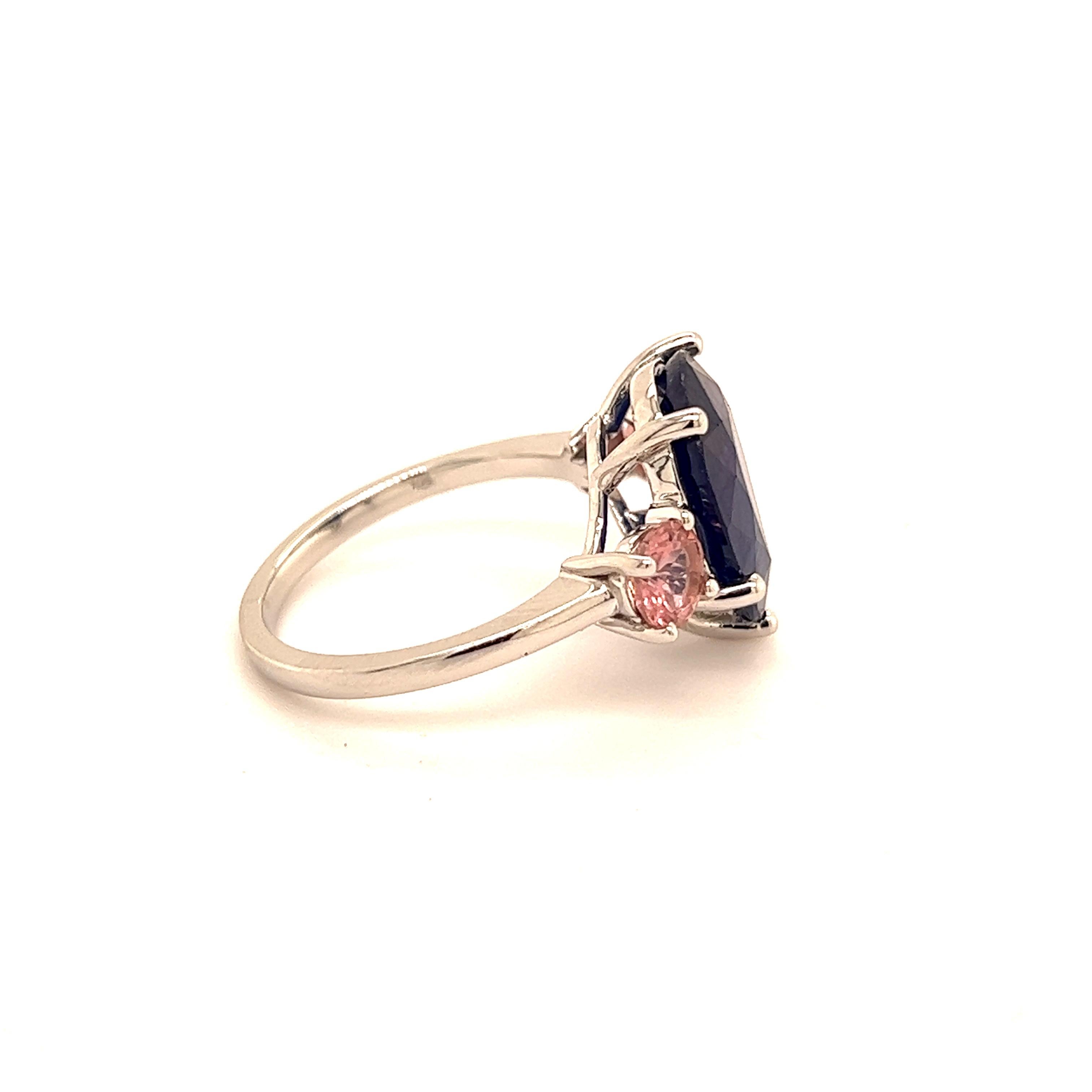 Natürlicher Saphir-Diamant-Ring 7 14k W Gold 6,16 TCW zertifiziert (Gemischter Schliff) im Angebot