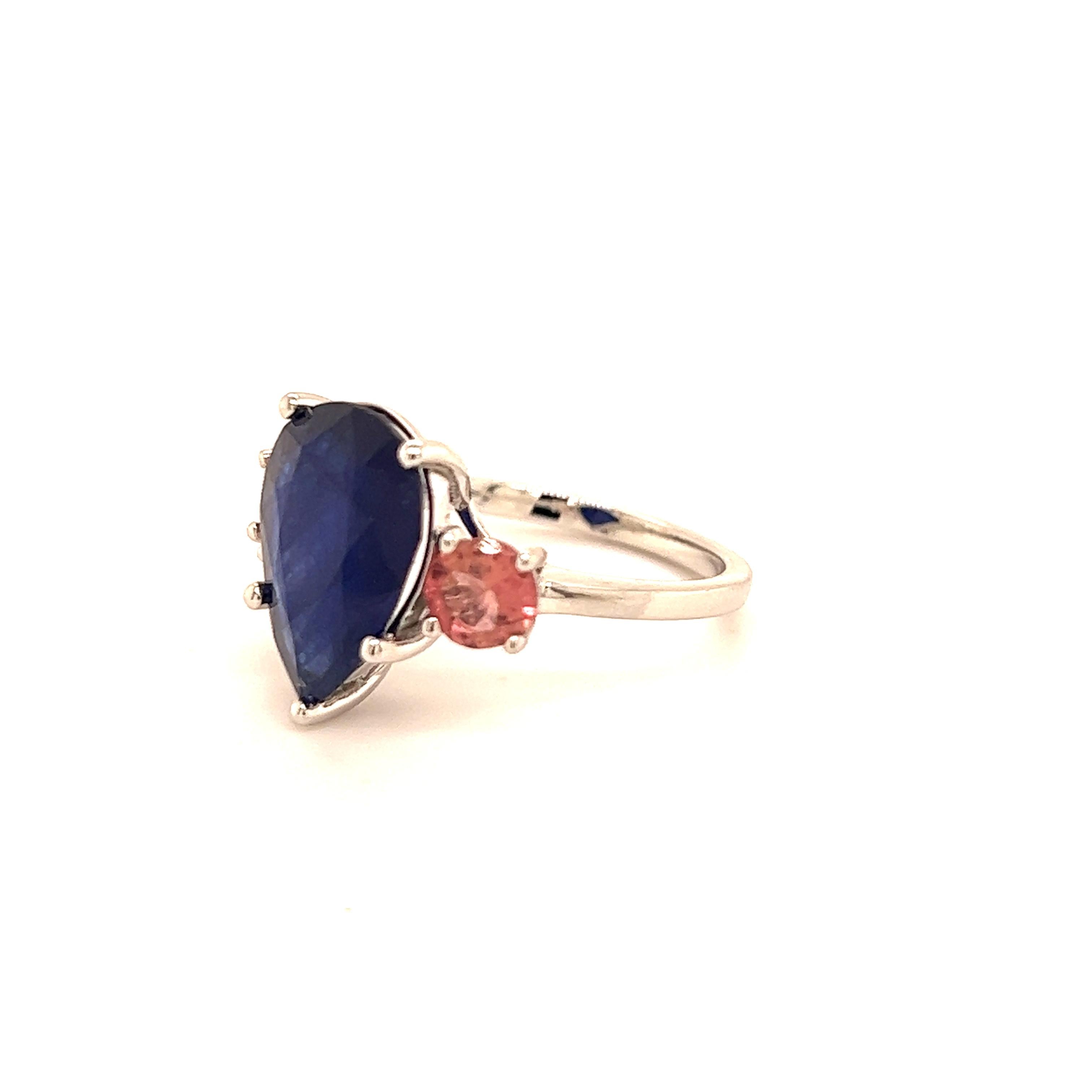 Natural Sapphire Diamond Ring 7 14k W Gold 6.16 TCW Certified For Sale 4