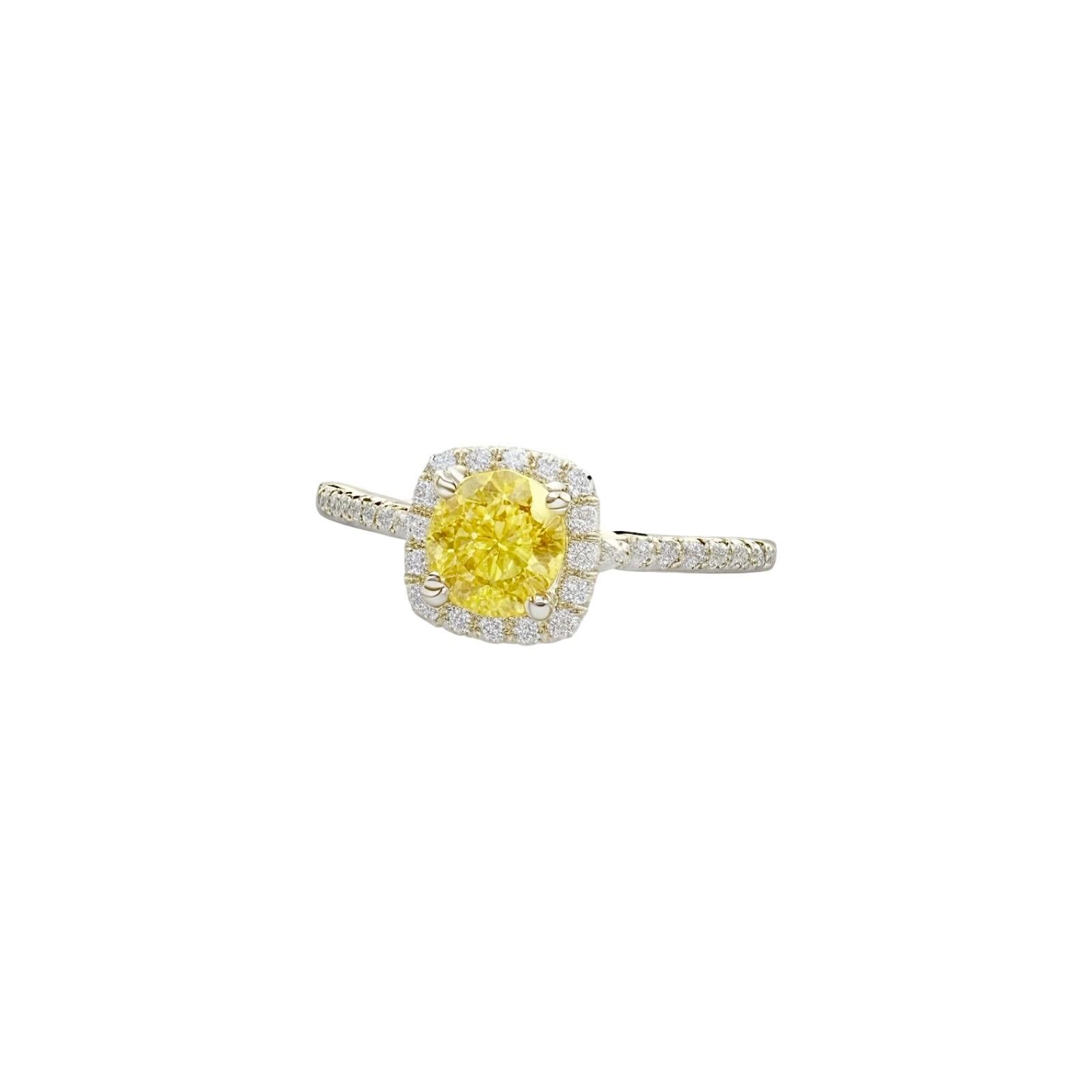 Ring mit natürlichem Saphir und Diamant Größe 5,5, 14k Gold 1,31 TCW zertifiziert (Kissenschliff) im Angebot