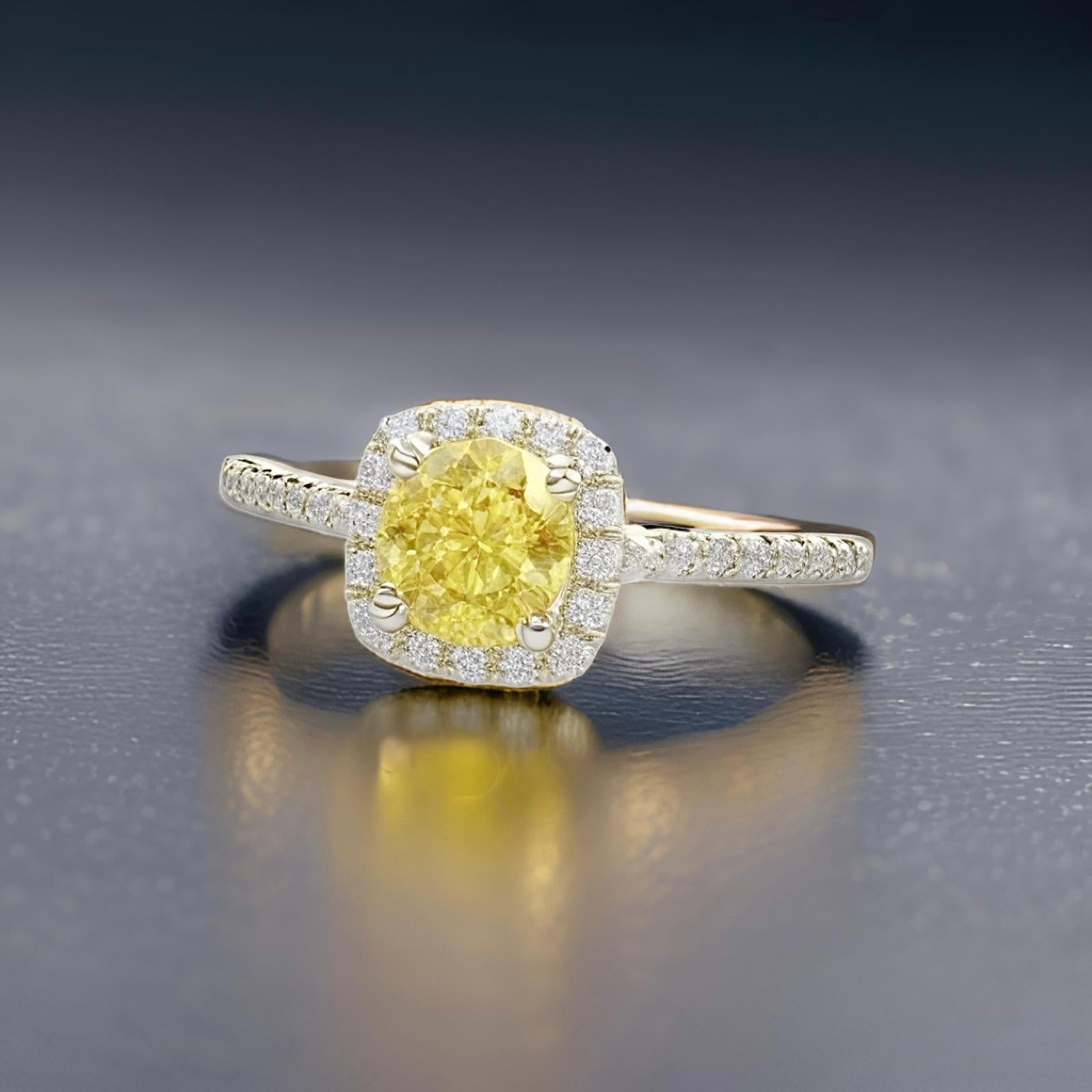 Ring mit natürlichem Saphir und Diamant Größe 5,5, 14k Gold 1,31 TCW zertifiziert Damen im Angebot
