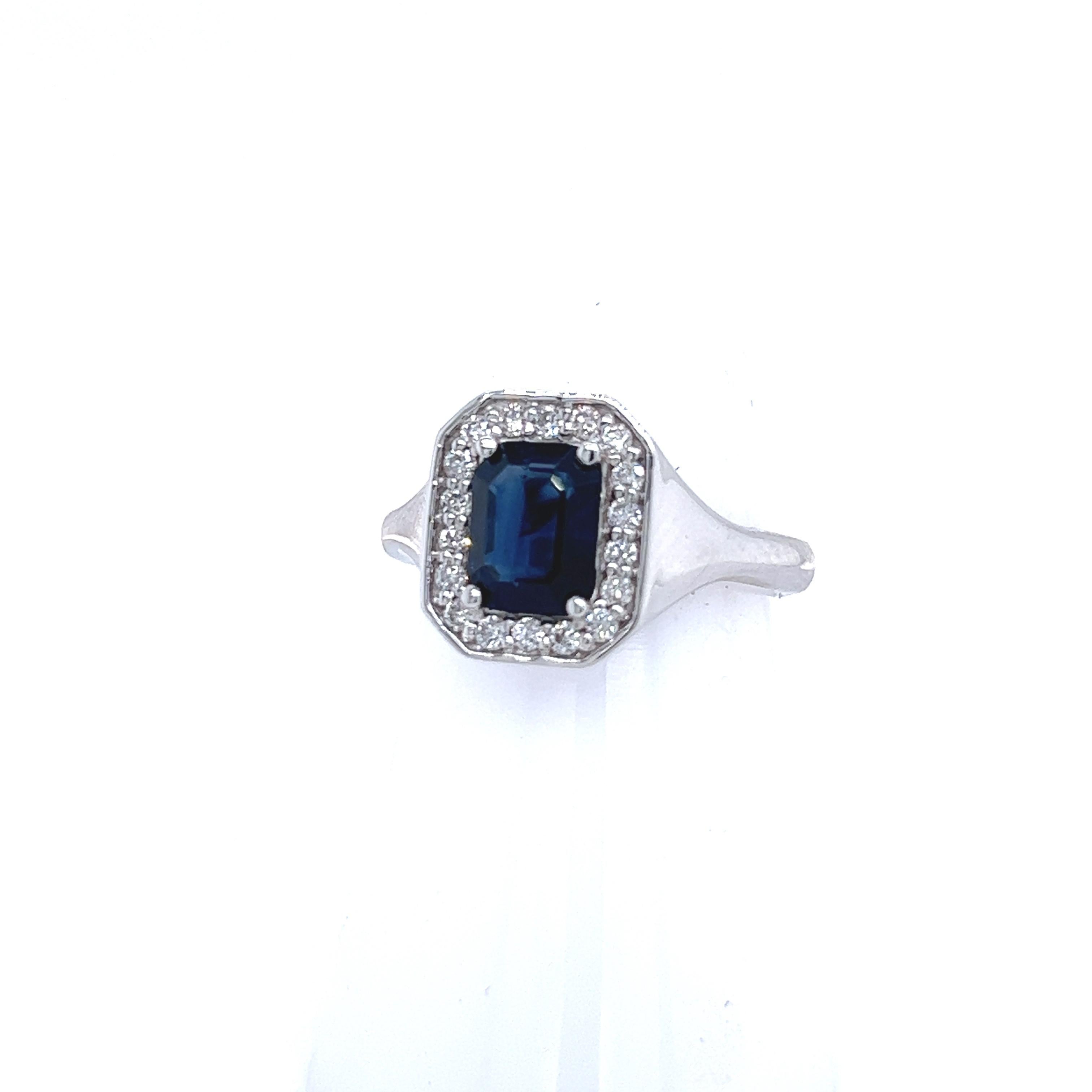Women's Natural Sapphire Diamond Ring 14k W Gold 1.82 TCW Certified For Sale