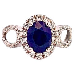 Natural Sapphire Diamond Ring Size 6.25 14k W Gold 2.31 TCW Certified