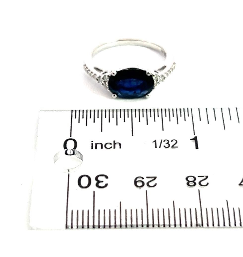 Natural Sapphire Diamond Ring Size 6.25 14k W Gold 2.86 TCW Certified For Sale 5