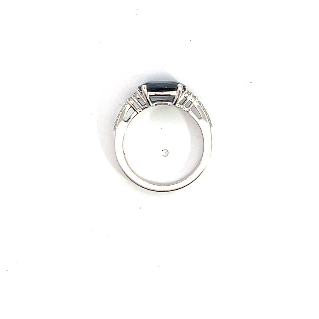 Natural Sapphire Diamond Ring Size 6.25 14k W Gold 2.86 TCW Certified In New Condition For Sale In Brooklyn, NY