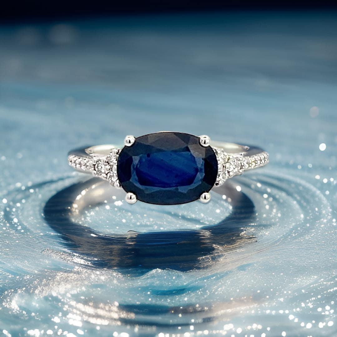 Natural Sapphire Diamond Ring Size 6.25 14k W Gold 2.86 TCW Certified For Sale 4