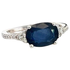 Ring mit natürlichem Saphir und Diamant Größe 6,25 14k W Gold 2,86 TCW zertifiziert