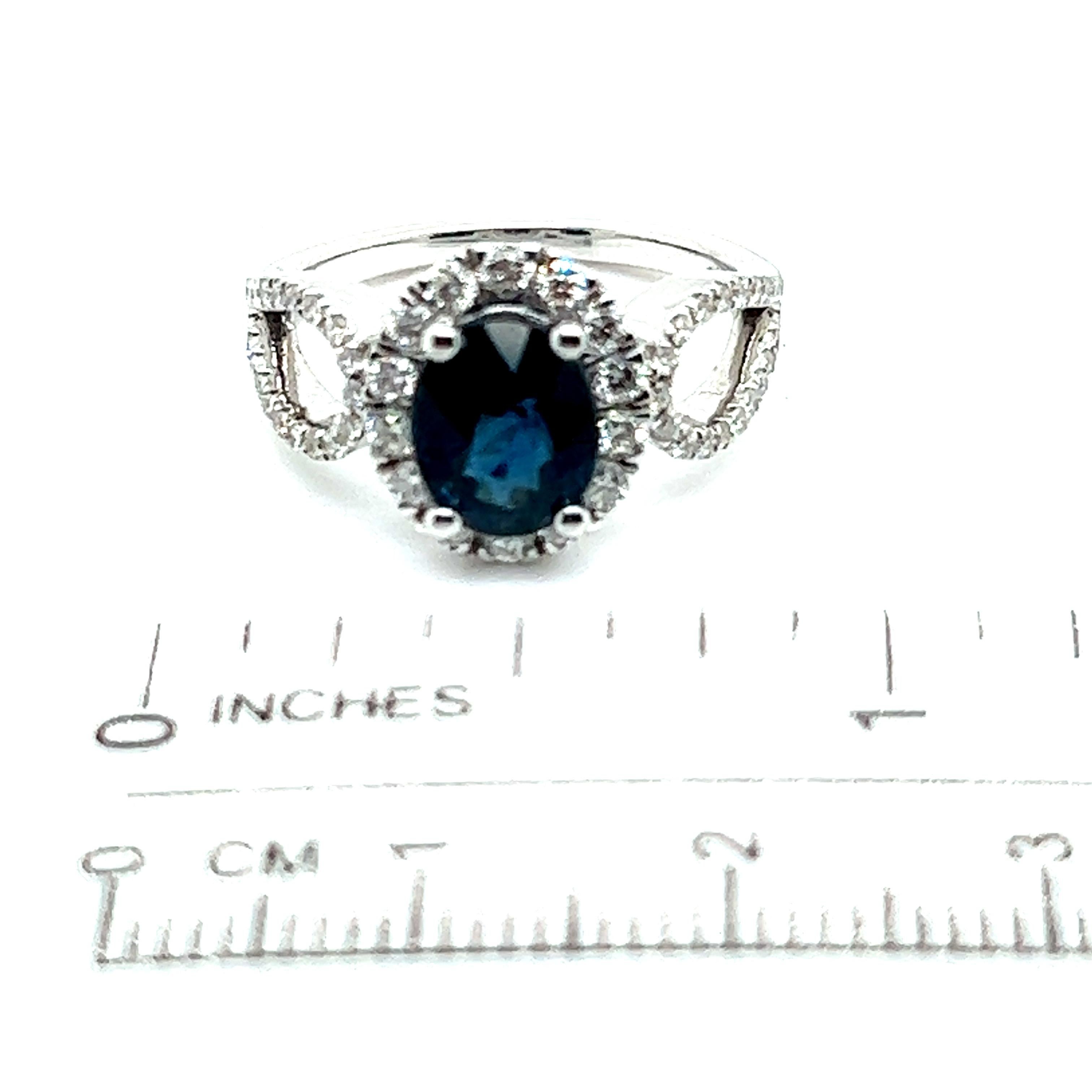 Mixed Cut Natural Sapphire Diamond Ring Size 6.25 14k W Gold 2.93 TCW Certified For Sale