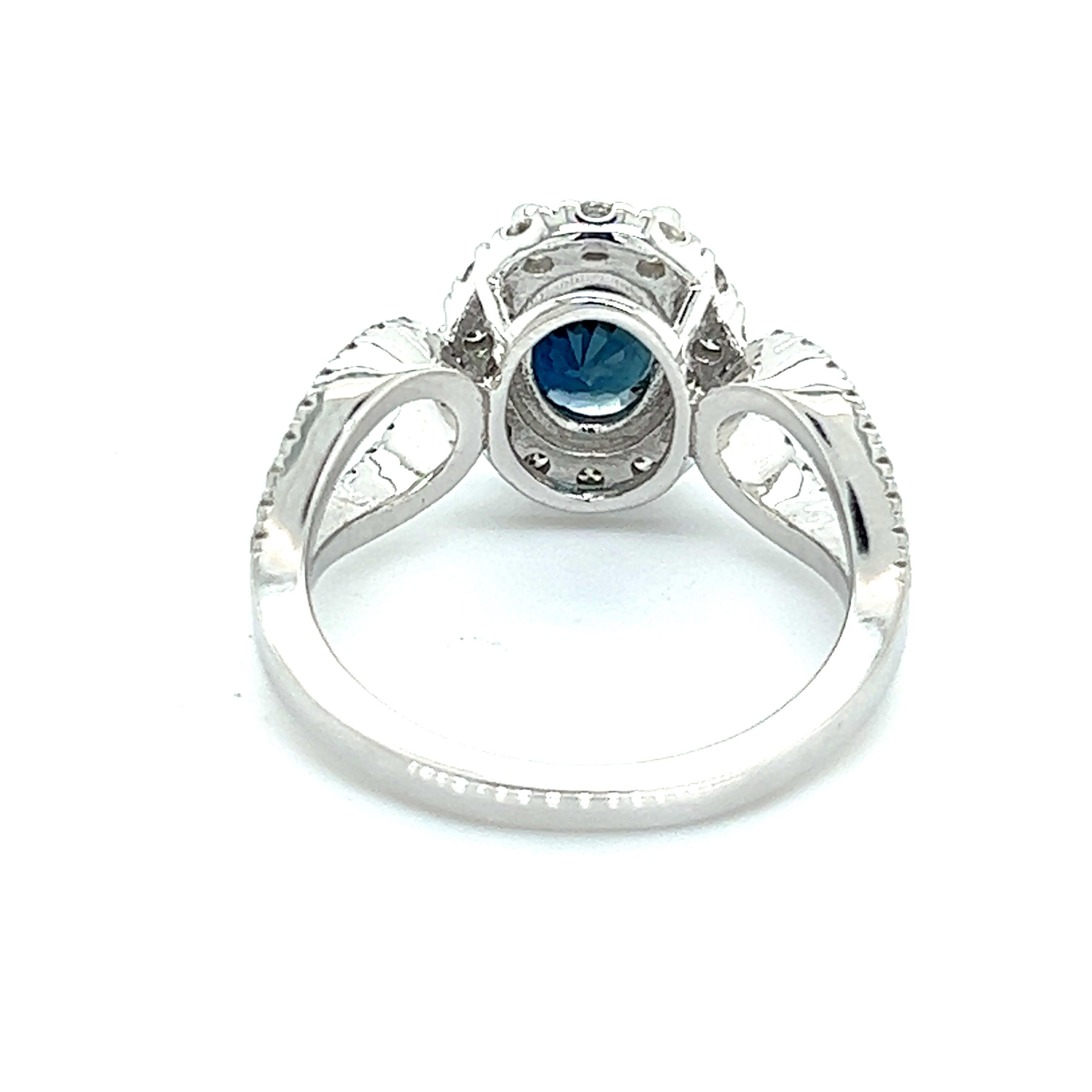 Donna Anello con zaffiro naturale e diamante, misura 6,25, oro 14k W, certificato 2,93 TCW in vendita