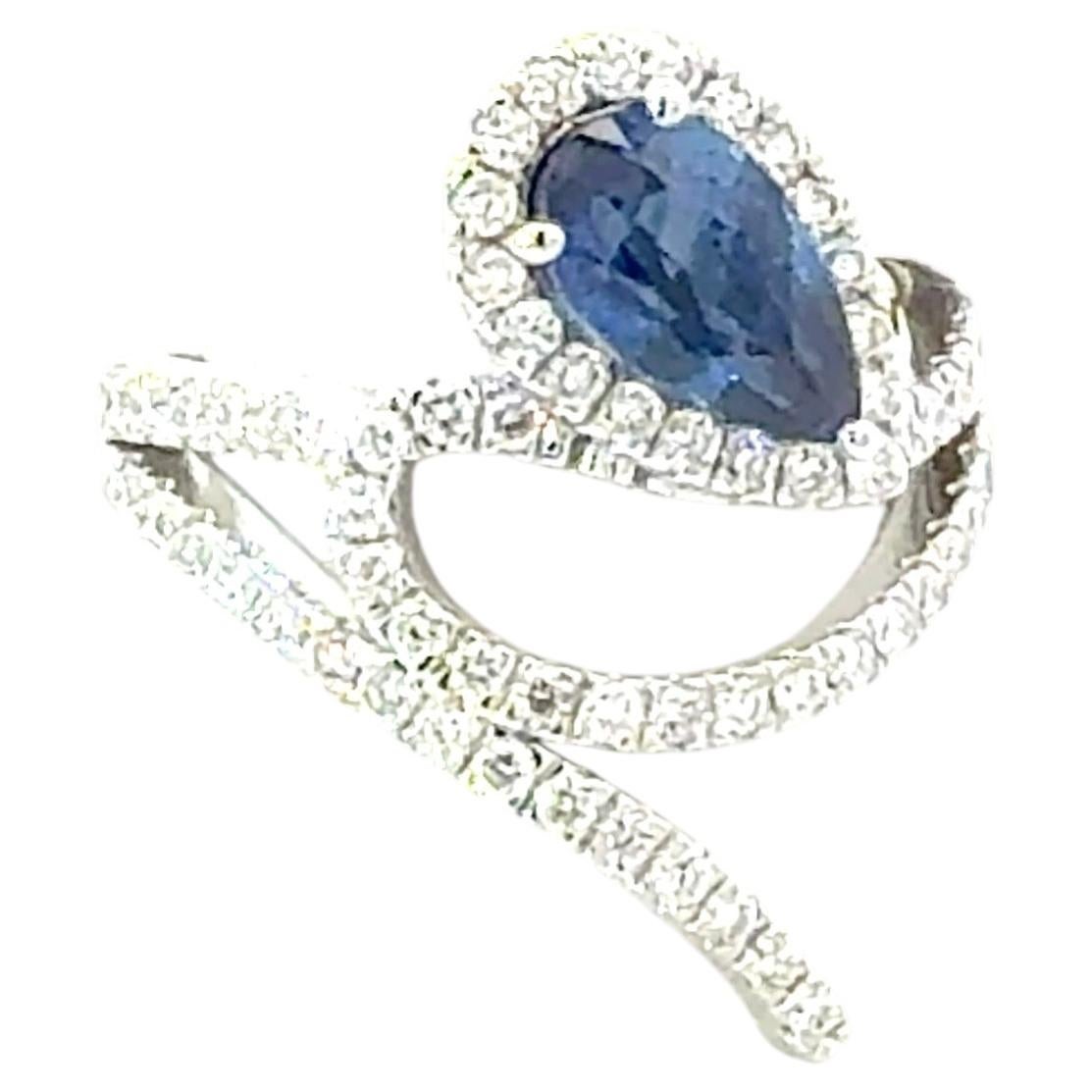 Natural Sapphire Diamond Ring Size 6.5 14k Gold 1.92 TCW Certified For Sale