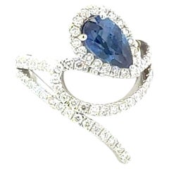 Natürlicher Saphir Diamant Ring Größe 6,5 14k Gold 1,92 TCW zertifiziert