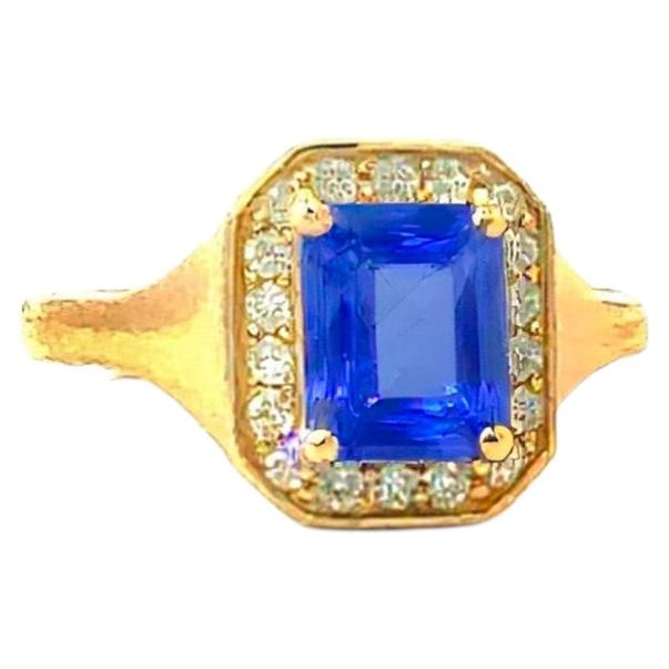 Natürlicher Saphir Diamant Ring Größe 6,5 14k Gold 2,04 TCW zertifiziert im Angebot