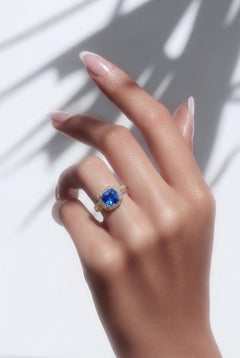 Natural Sapphire Diamond Ring Size 6.5 14k Gold 3.04 TCW Certified