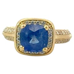 Natural Sapphire Diamond Ring Size 6.5 14k Gold 3.04 TCW Certified