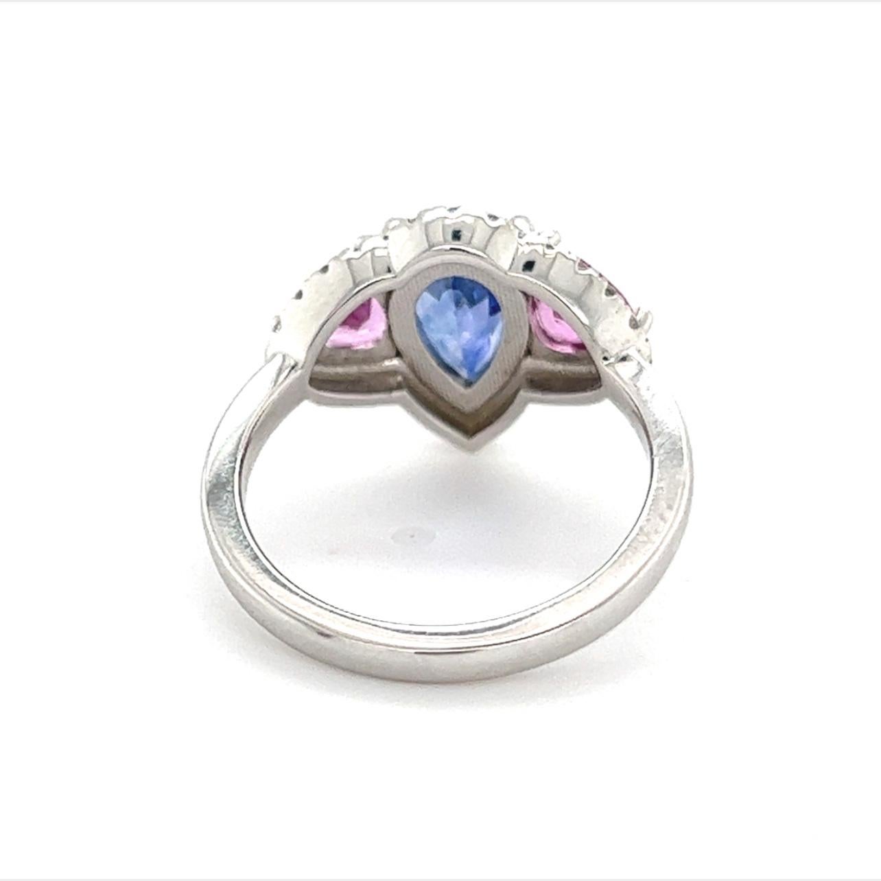 Women's Natural Sapphire Diamond Ring 14k Gold 3.43 TCW Certified For Sale