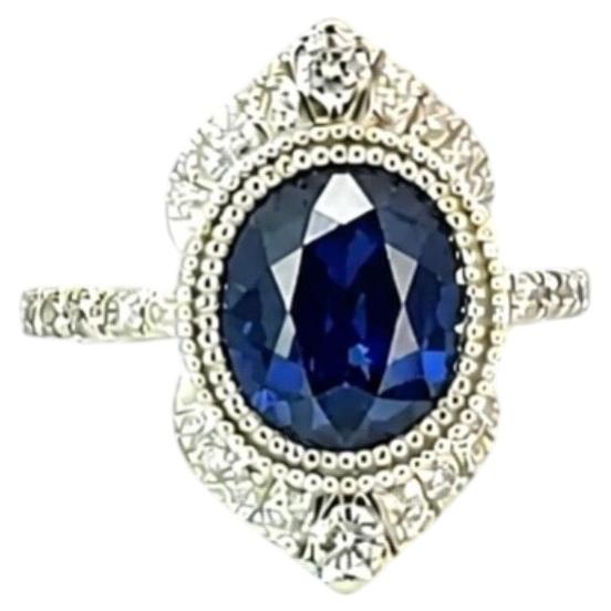 Natural Sapphire Diamond Ring Size 6.5 14k Gold 4.05 TCW Certified