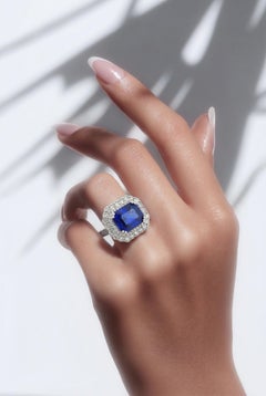 Natürlicher Saphir Diamant Ring Größe 6,5 14k Gold 8,35 TCW zertifiziert