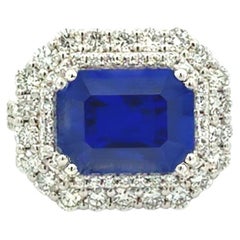 Natürlicher Saphir Diamant Ring Größe 6,5 14k Gold 8,35 TCW zertifiziert