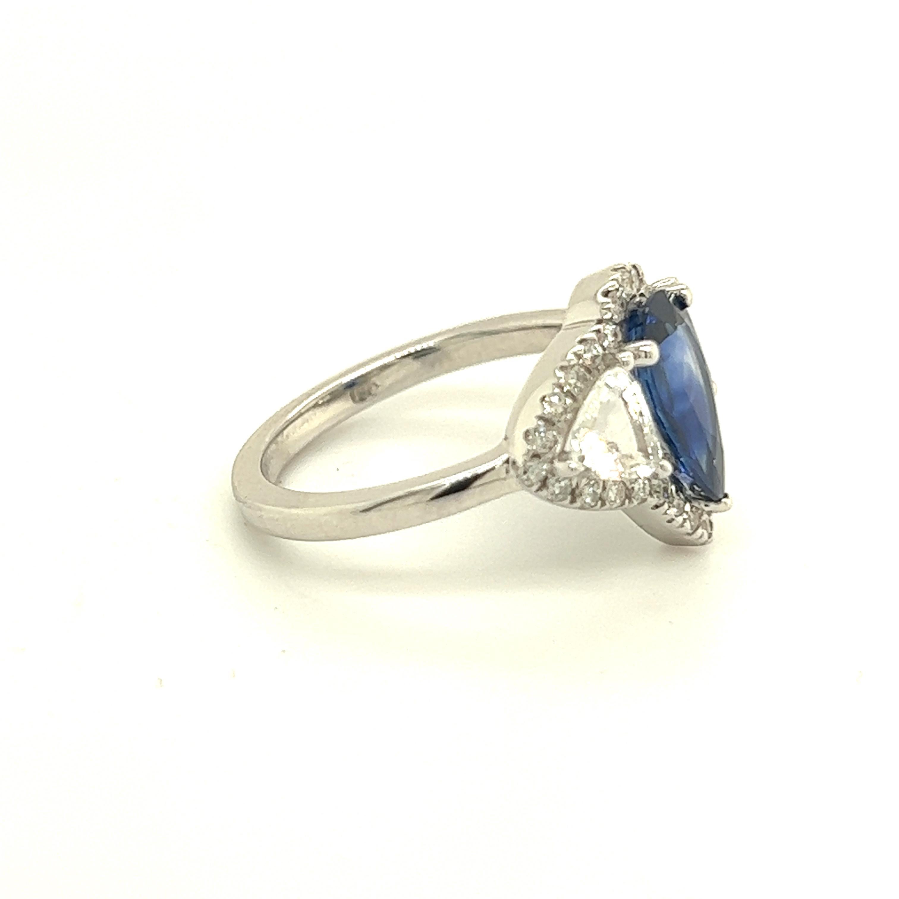 Natural Sapphire Diamond Ring 14k W Gold 2.78 TCW Certified For Sale 1