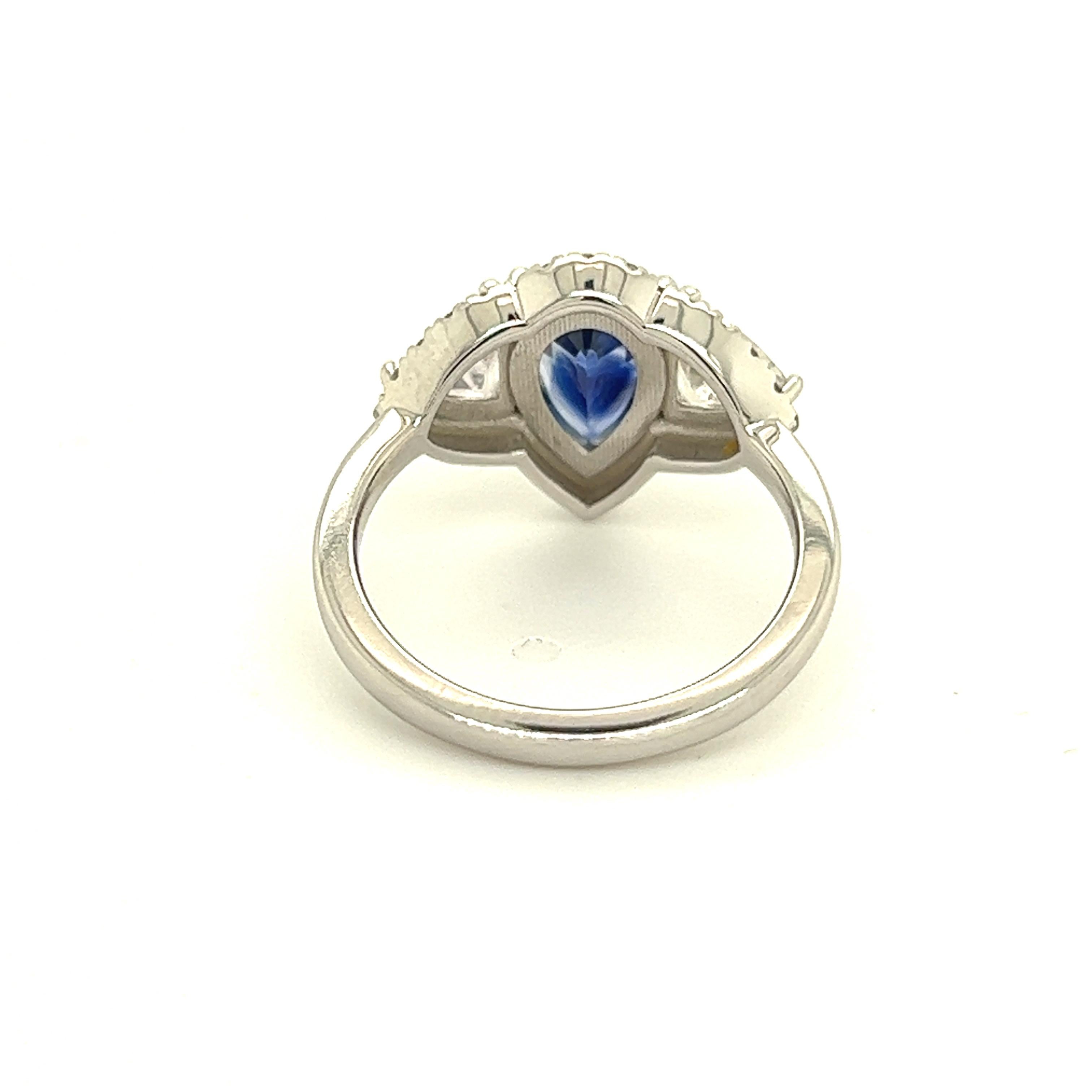 Natural Sapphire Diamond Ring 14k W Gold 2.78 TCW Certified For Sale 4