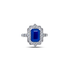 Natural Sapphire Diamond Ring Size 6.5 14k W Gold 3.51 TCW Certified