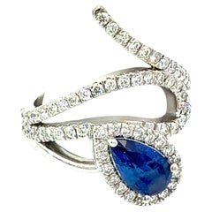 Natural Sapphire Diamond Ring Size 6.5 14k White Gold 2.4 TCW Certified