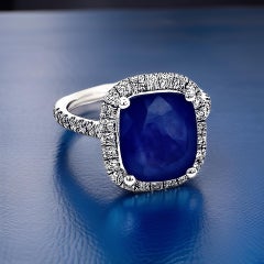 Natural Sapphire Diamond Ring Size 6.5 14k White Gold 6.35 Certified