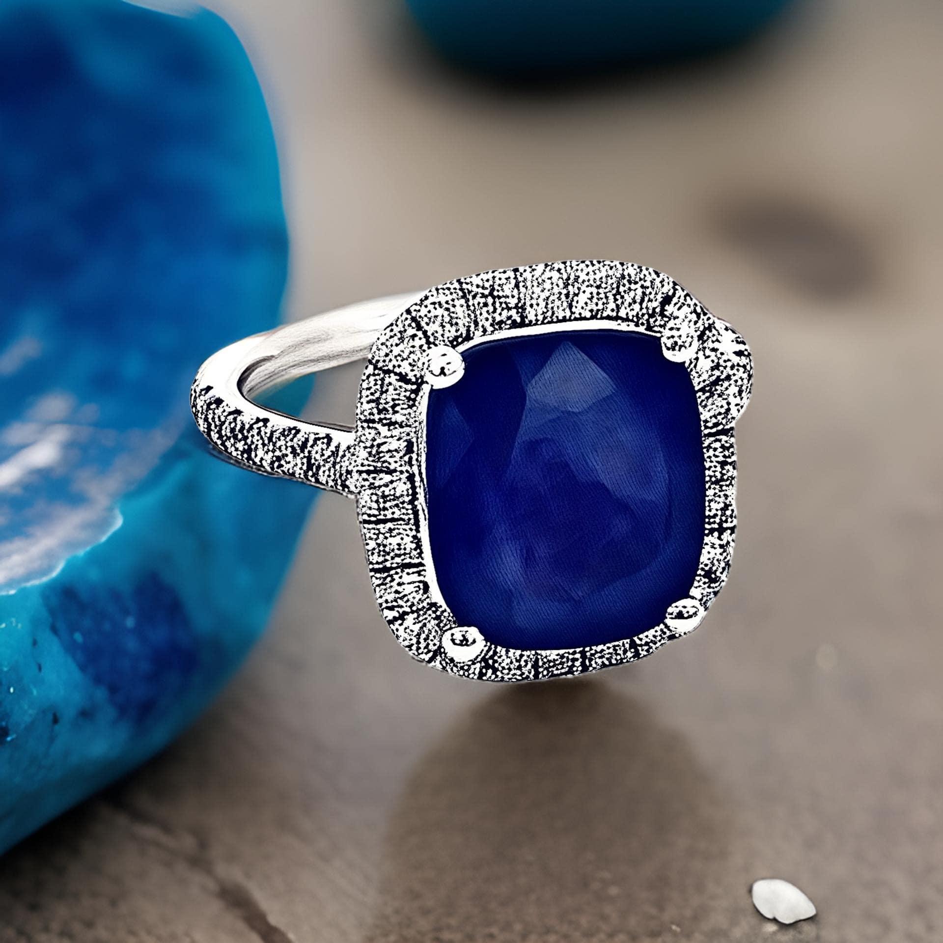 Women's Natural Sapphire Diamond Ring Size 6.5 14k White Gold 6.35 Certified For Sale