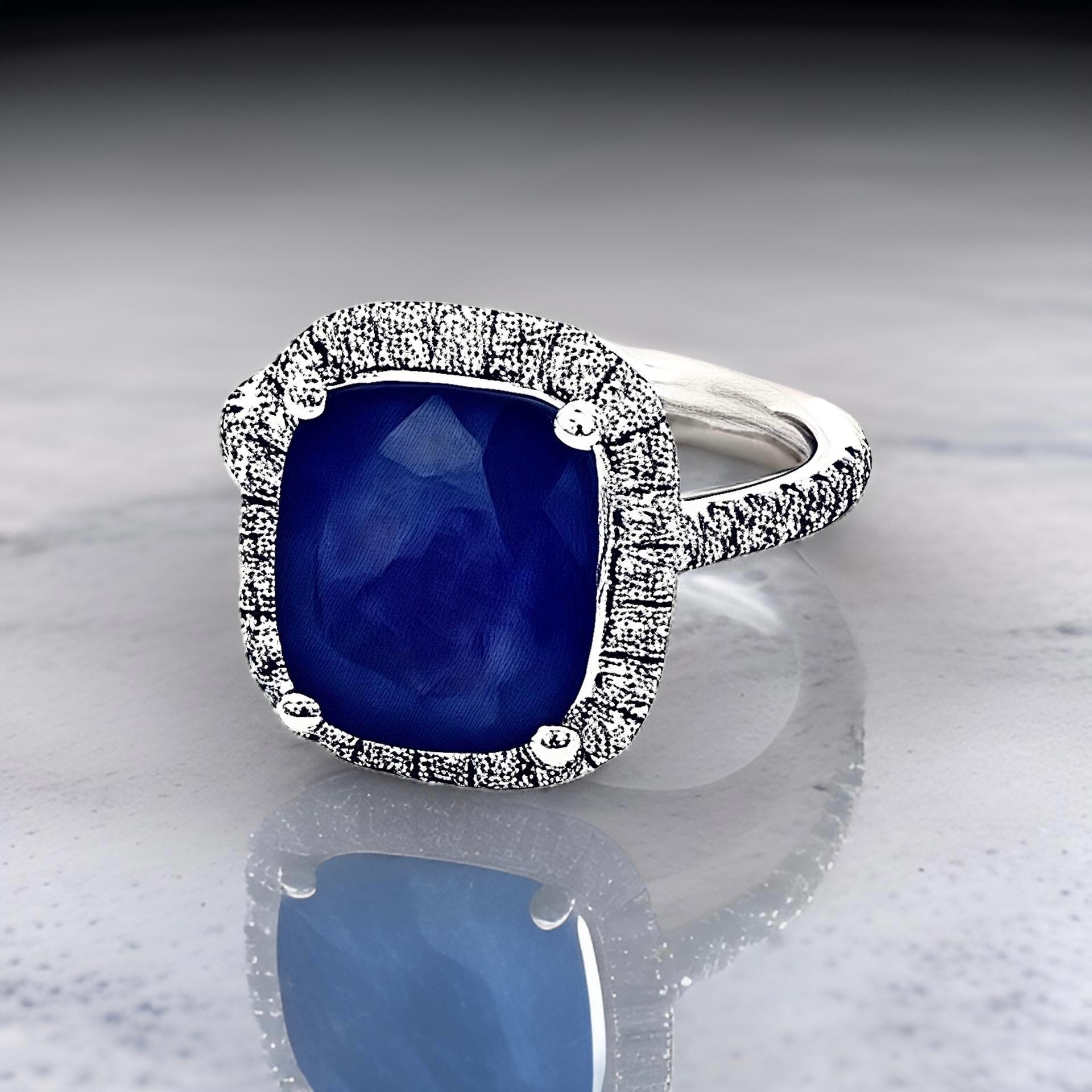 Natural Sapphire Diamond Ring Size 6.5 14k White Gold 6.35 Certified For Sale 2