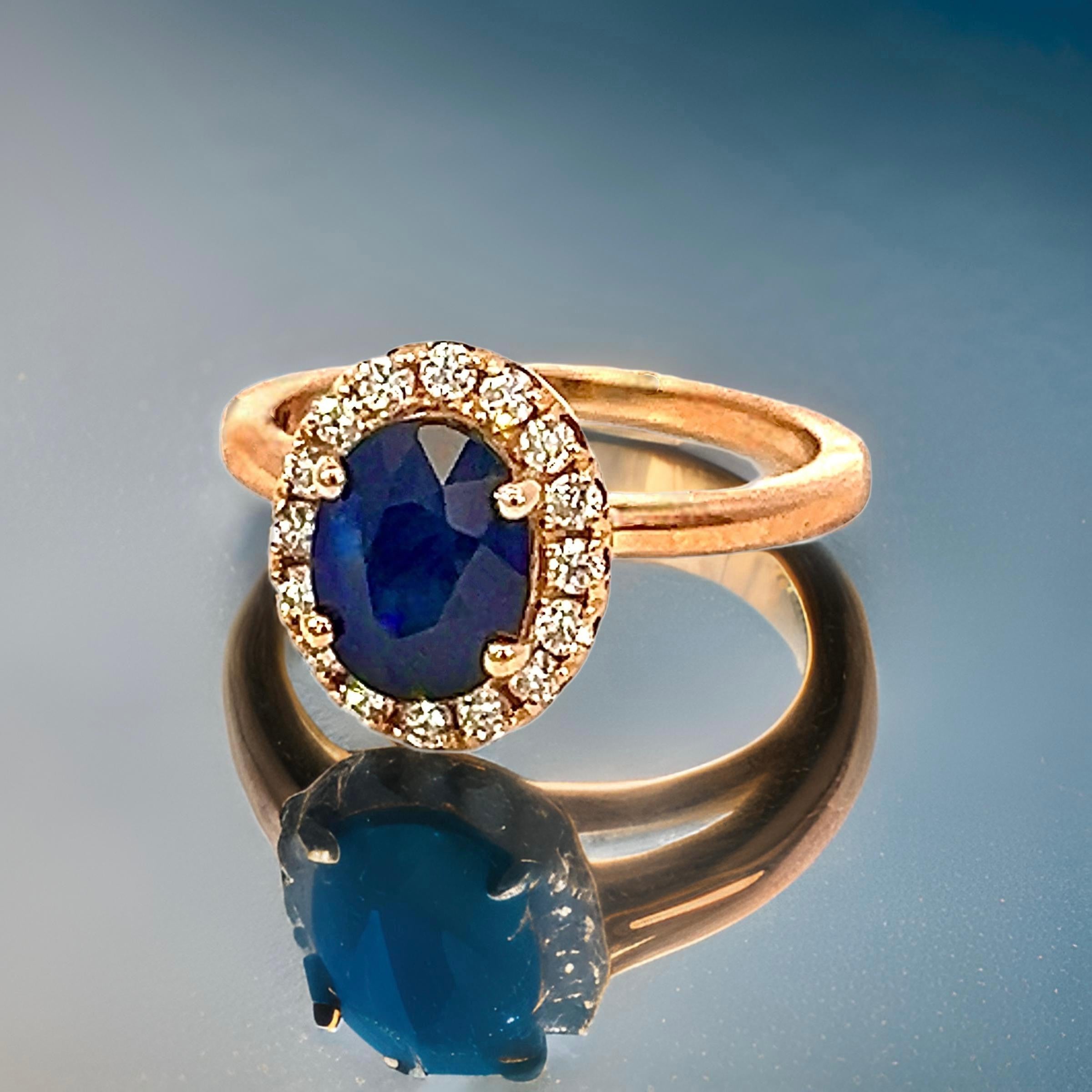 Bague saphir naturel Diamant Taille 6.5 Or 14k Y 2.84 TCW Certifié en vente 1