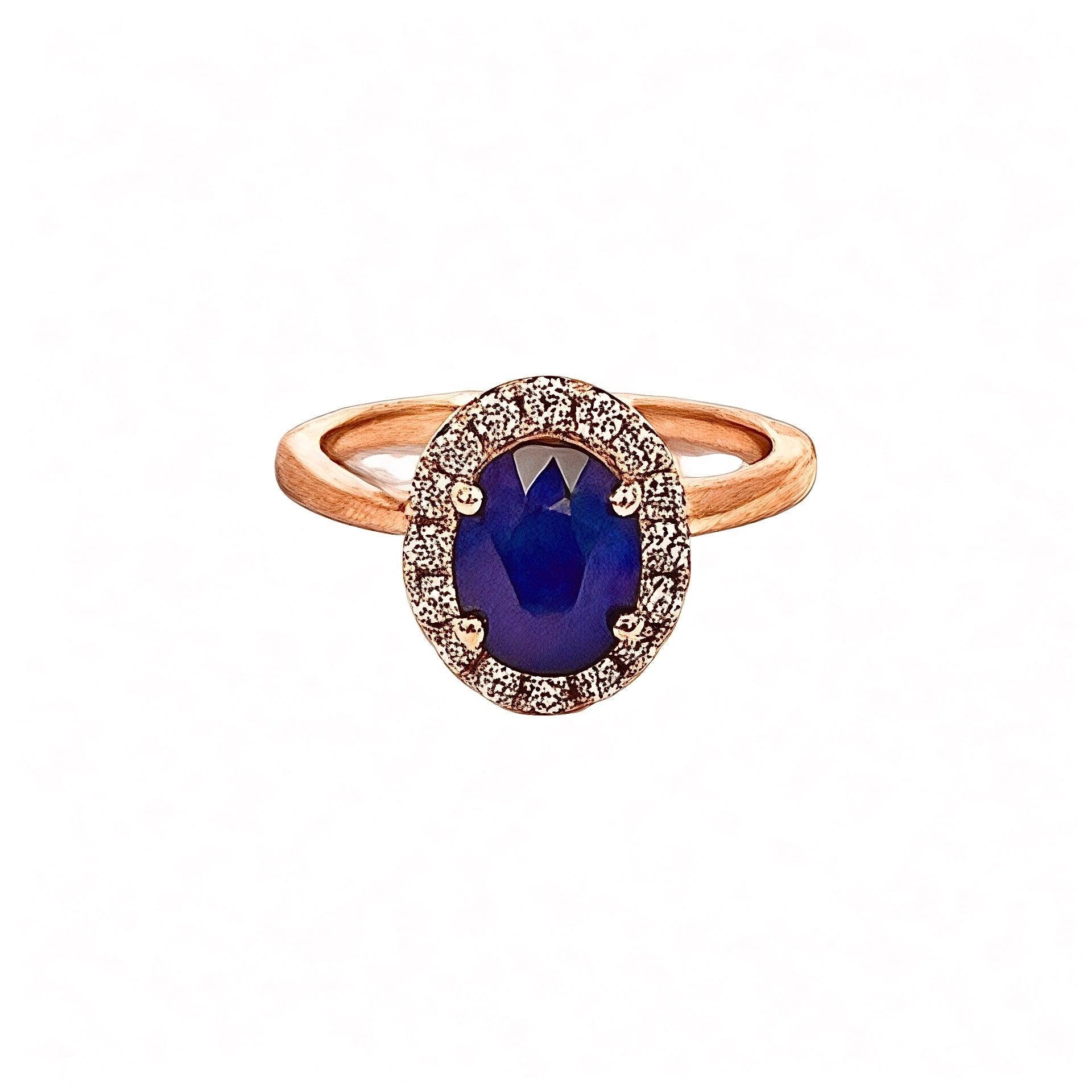 Bague saphir naturel Diamant Taille 6.5 Or 14k Y 2.84 TCW Certifié en vente 2