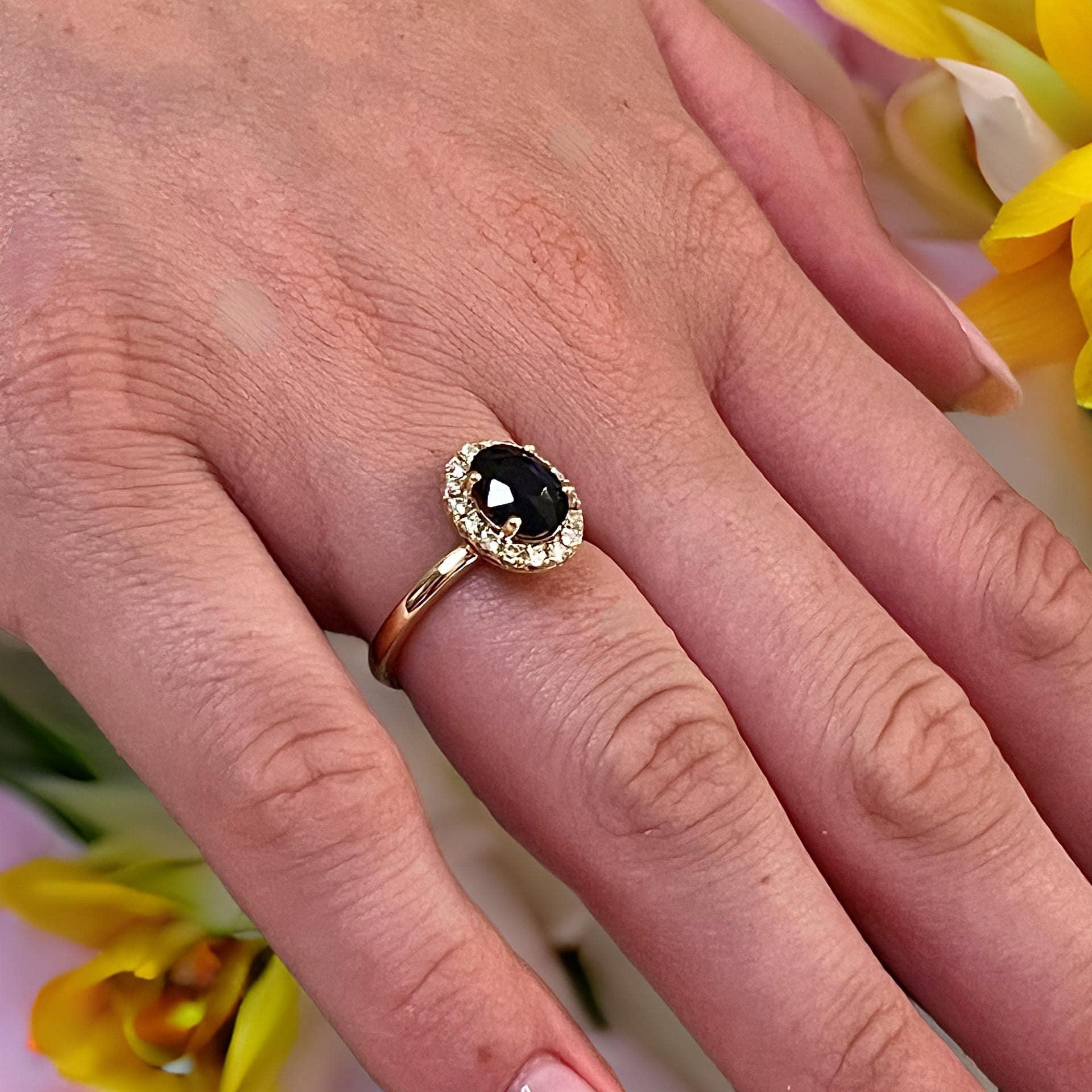 Bague saphir naturel Diamant Taille 6.5 Or 14k Y 2.84 TCW Certifié en vente 3