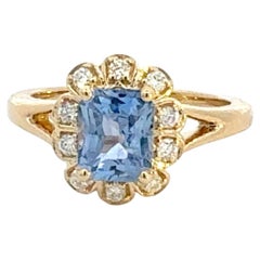 Natural Sapphire Diamond Ring Size 6.5 14k Yellow Gold 1.4 TCW Certified
