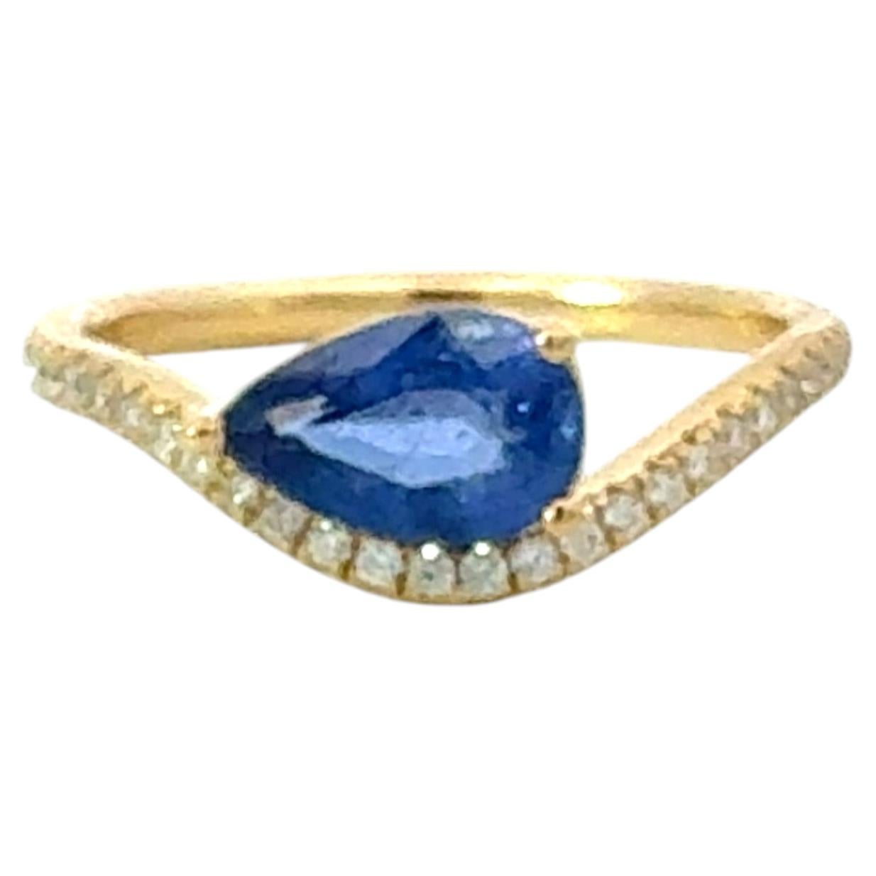 Natural Sapphire Diamond Ring Size 7 14k Gold 1.59 TCW Certified For Sale