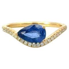 Bague saphir naturel Diamant Taille 7 Or 14k 1.59 TCW Certifié