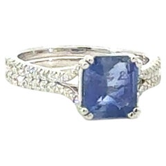 Diamantring mit natürlichem Saphir, Größe 7, 14-karätiges Gold, 2,59 TCW, zertifiziert