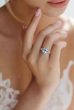Bague en saphir naturel et diamants, taille 7, or 14 carats, 2,77 carats au total, certifiée