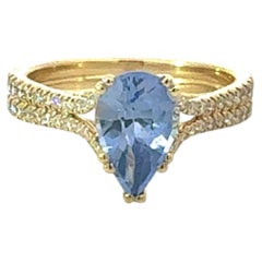 Bague en saphir naturel et diamants, taille 7, or 14 carats, 2,77 carats au total, certifiée