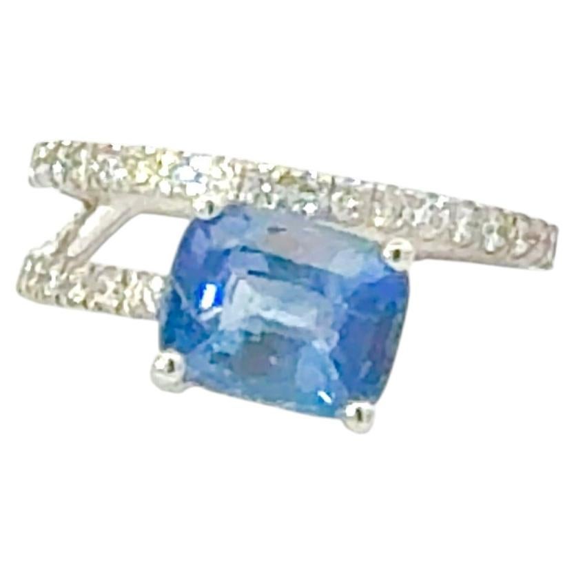 Diamantring mit natürlichem Saphir, Größe 7, 14-karätiges Gold, 3,24 TCW, zertifiziert