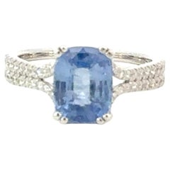 Natural Sapphire Diamond Ring Size 7 14k Gold 3.56 TCW Certified