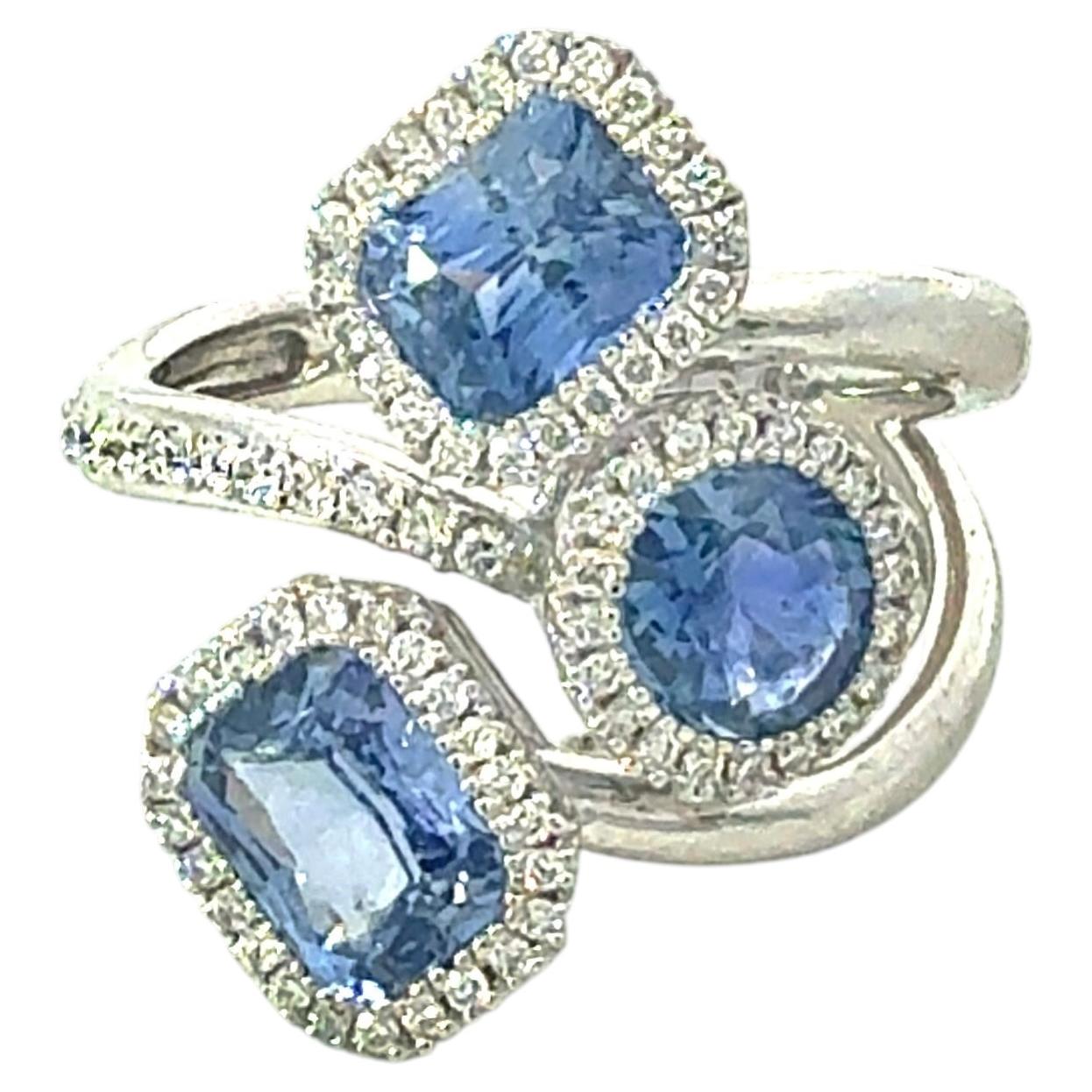 Natural Sapphire Diamond Ring Size 7 14k Gold 4.03 TCW Certified