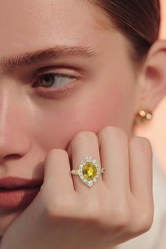 Bague en saphir naturel et diamants, taille 7, or 14 carats, 6,21 carats au total, certifiée