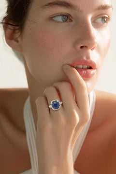 Natural Sapphire Diamond Ring Size 7 14k Gold 6.28 TCW Certified