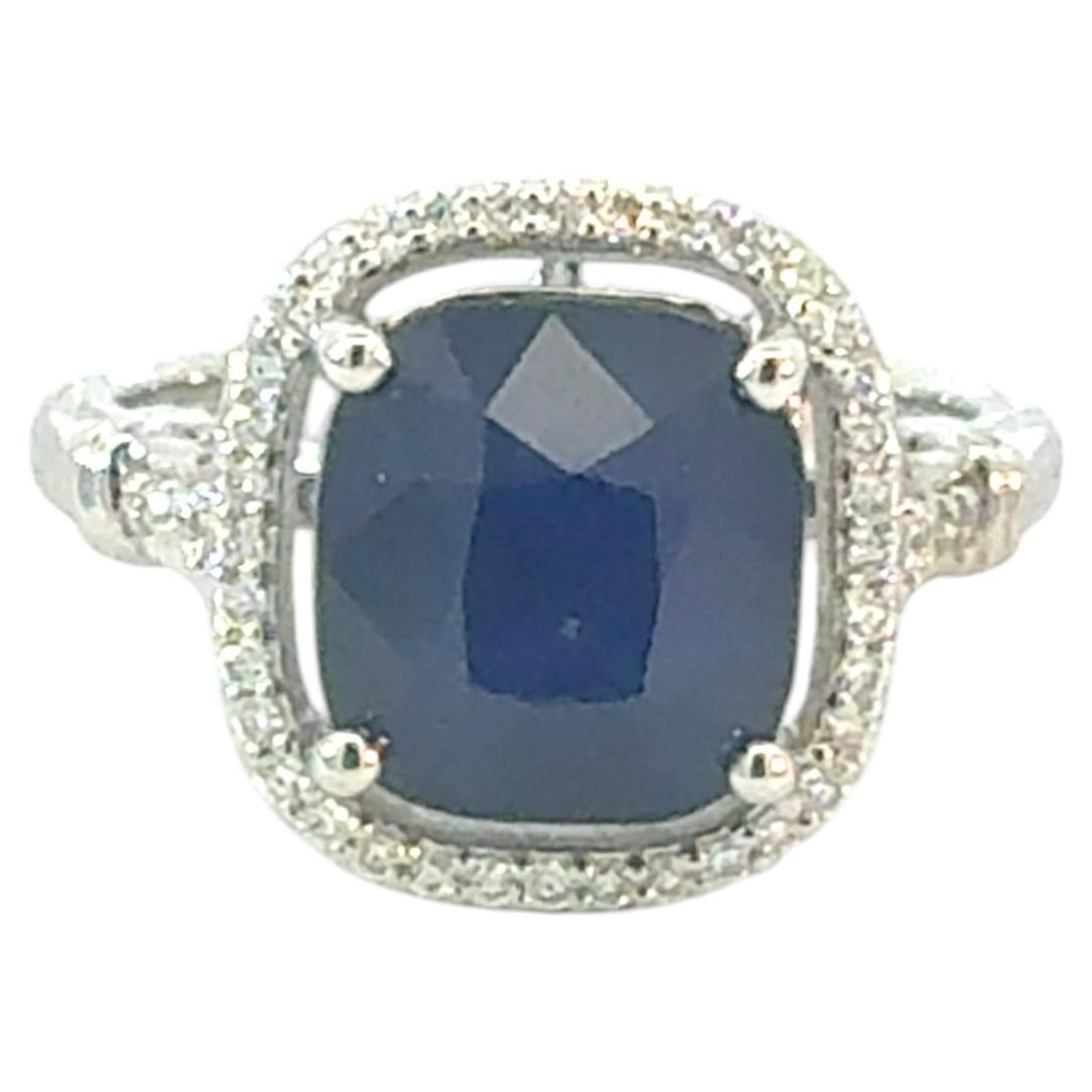 Diamantring mit natürlichem Saphir, Größe 7, 14-karätiges Gold, 6,28 TCW, zertifiziert