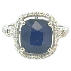 Natural Sapphire Diamond Ring Size 7 14k Gold 6.28 TCW Certified