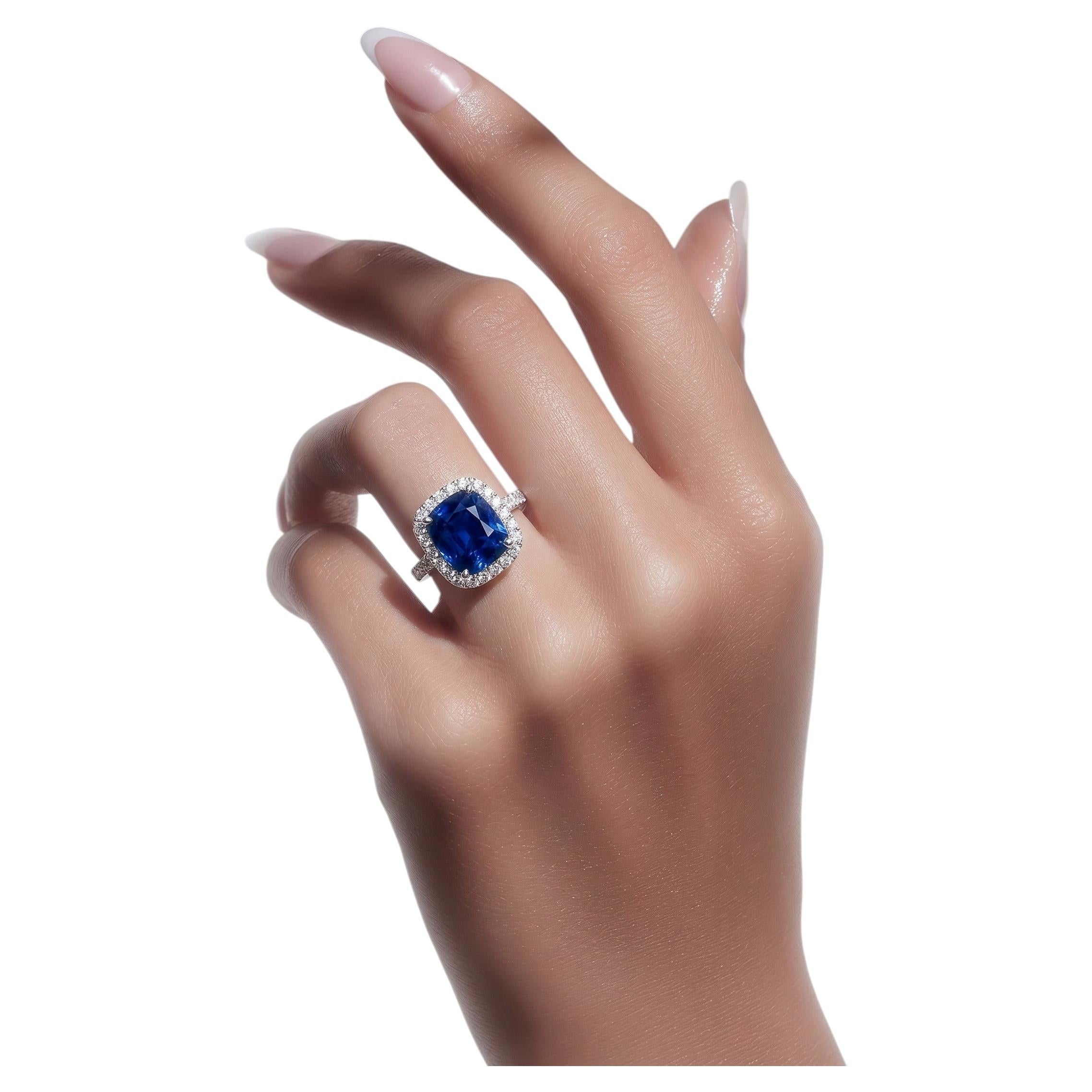 Natural Sapphire Diamond Ring Size 7 14k Gold 7.16 TCW Certified