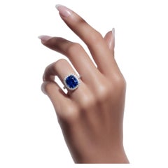 Bague saphir naturel Diamant Taille 7 Or 14k 7.16 TCW Certifié