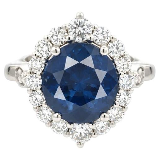 Diamantring mit natürlichem Saphir, Größe 7, 14-karätiges Gold, 9,76 TCW, zertifiziert